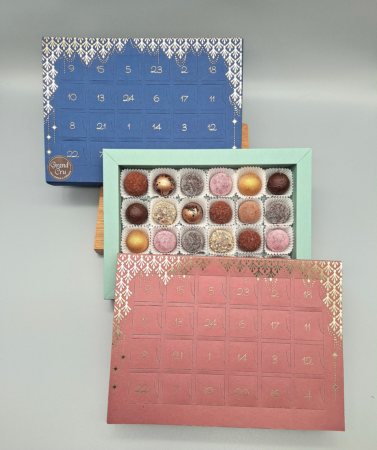 Blau-Gold Pralinen-Adventskalender