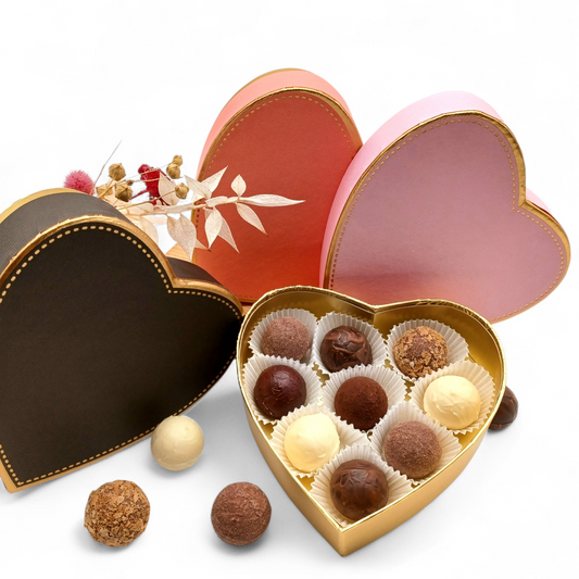 Herzboxen mit 9 Pralinen (100g)