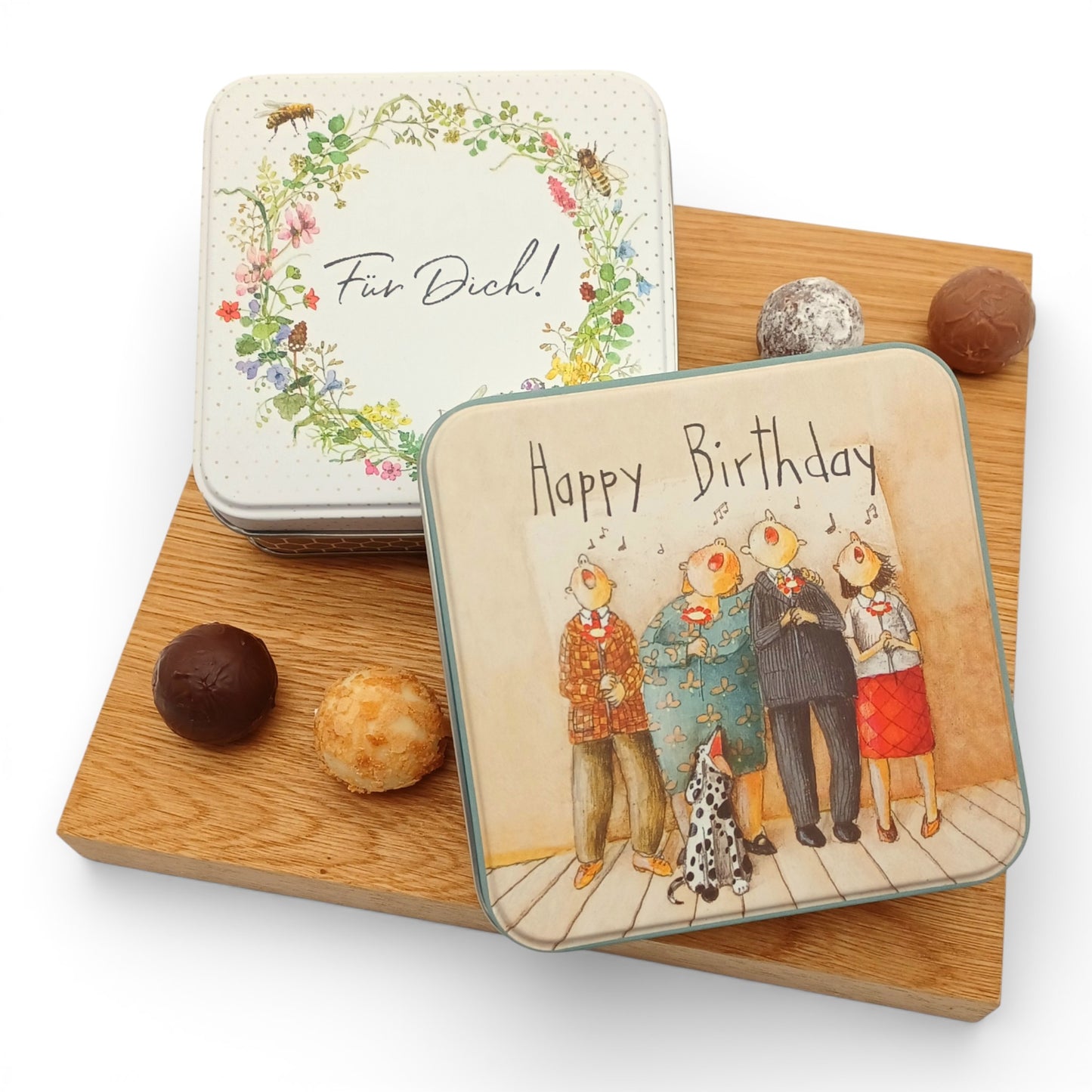 Metallbox gefüllt mit 9 Pralinen (100g)