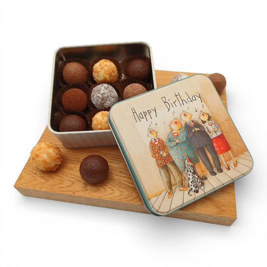 Metallbox gefüllt mit 9 Pralinen (100g)