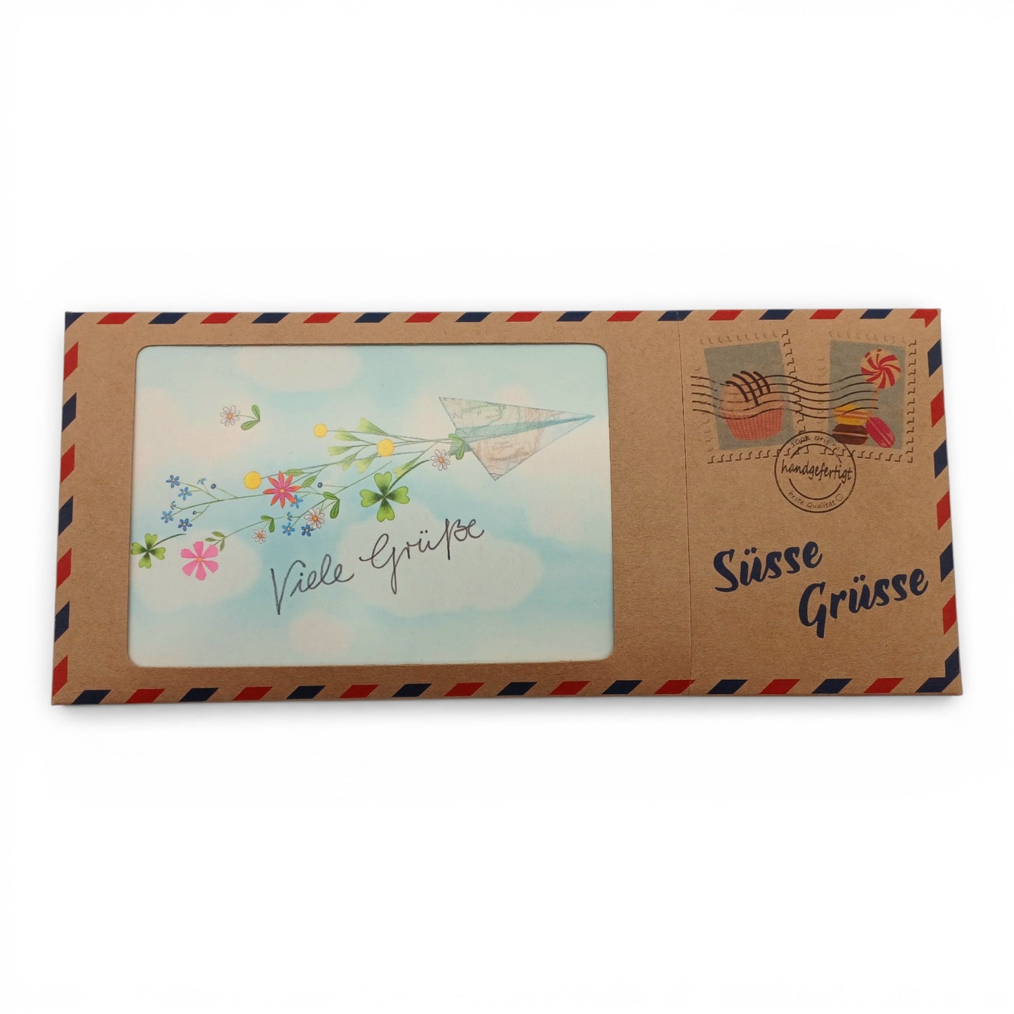 Postkarten-Pralinenbox mit 12 Pralinen (130g)