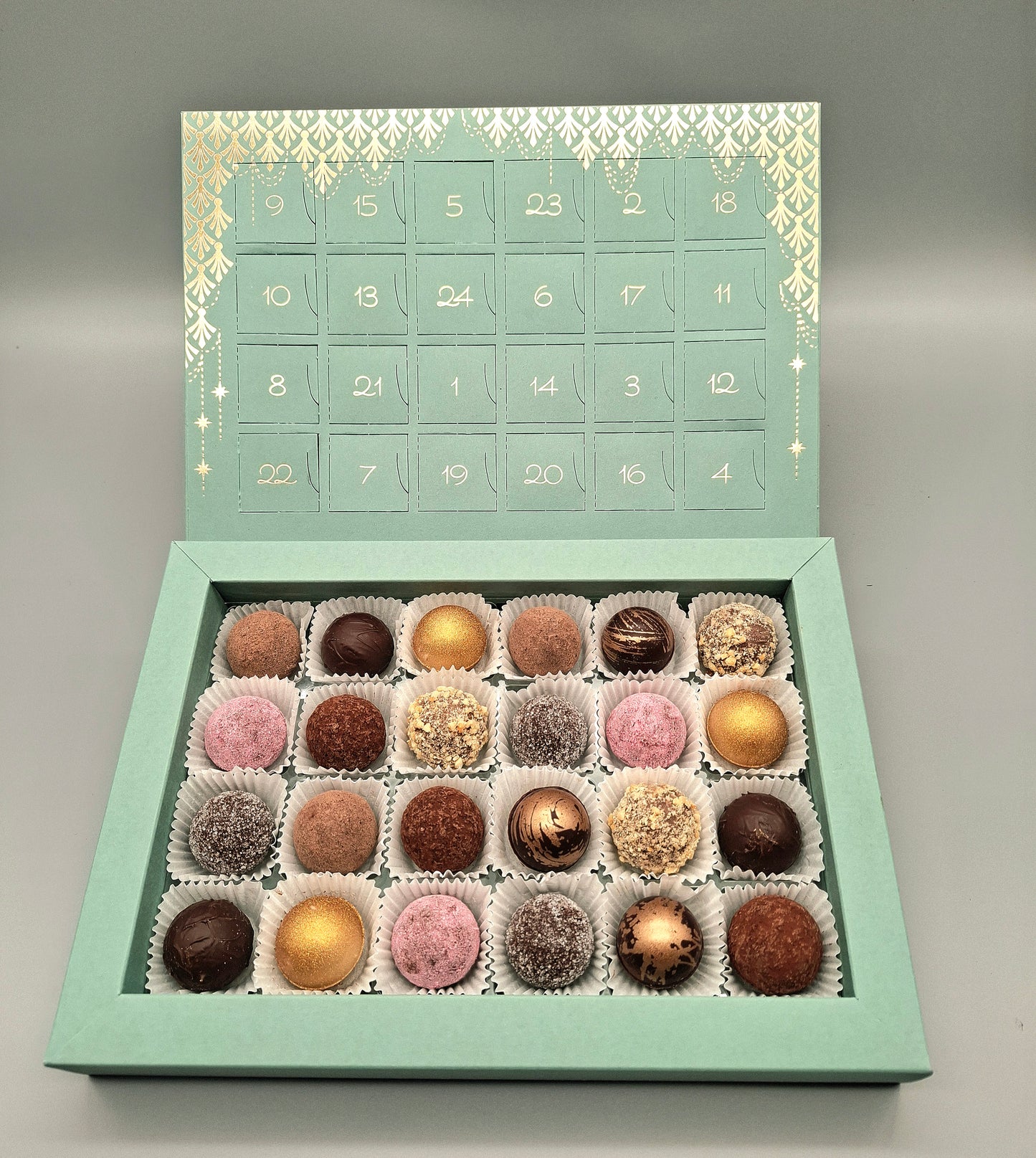 Mint-Gold Pralinen-Adventskalender