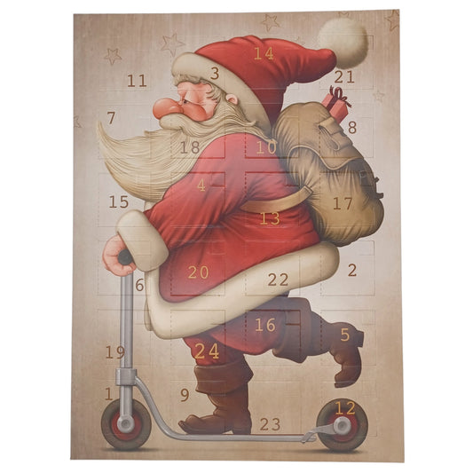 "Weihnachtsmann auf Roller" Pralinen-Adventskalender