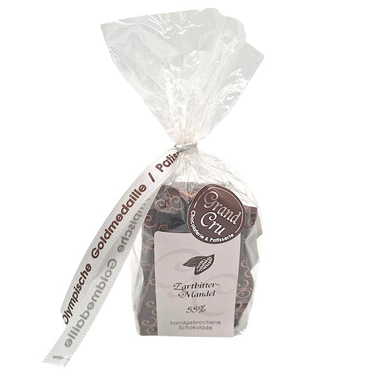 Handgebrochene Schokolade, Zartbitter-Mandel 100g